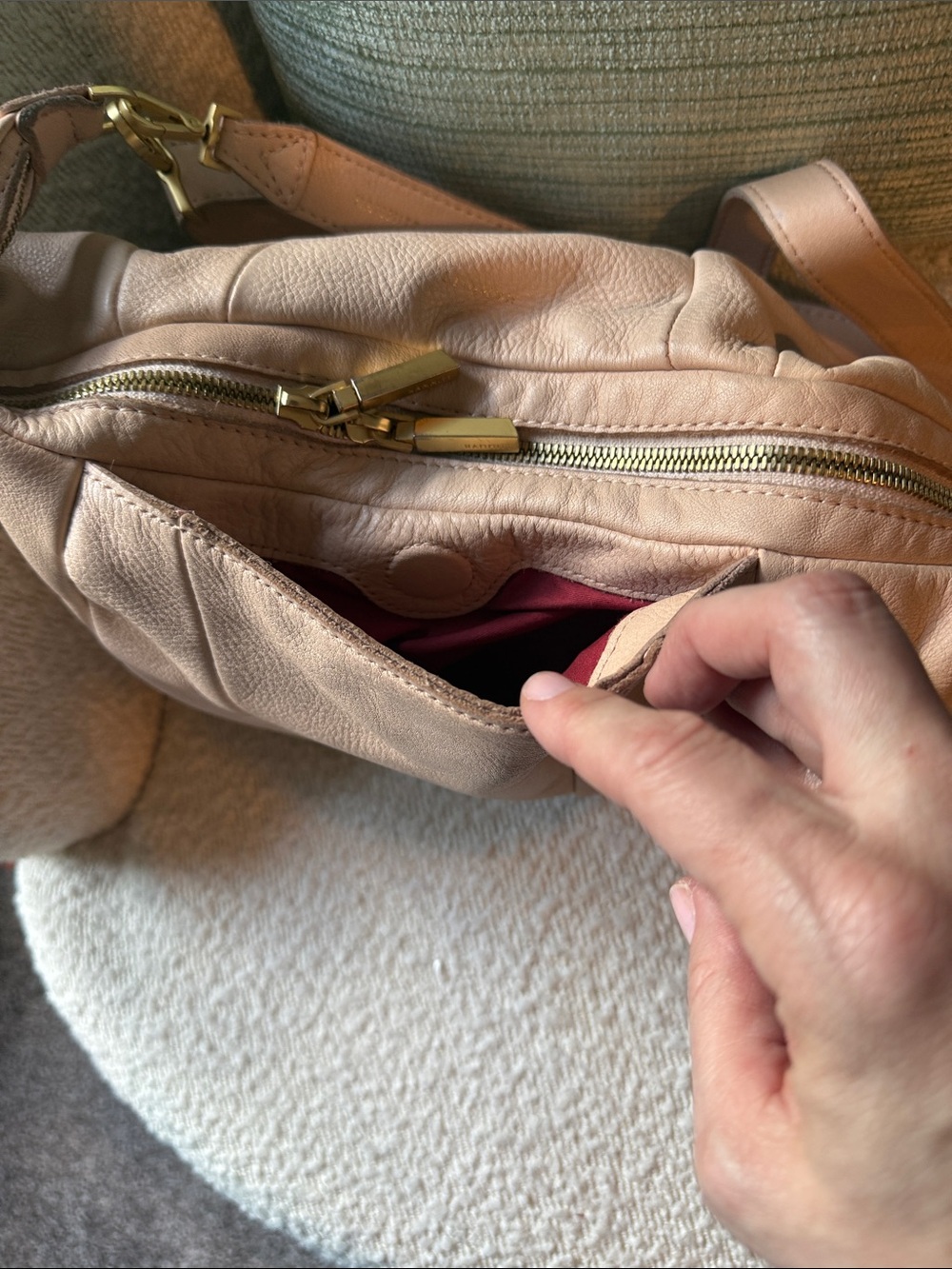 Hammitt Morgan Blush Pink Leather Shoulder Bag with Gold Hardware - Picture 5 of 7